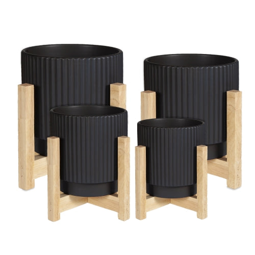 Manhattan Pot with Stand - Black