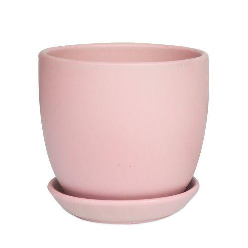 Tulip Pot with Saucer - Matt Blush