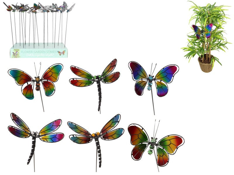 Butterfly Dragonfly Metal Garden Stake