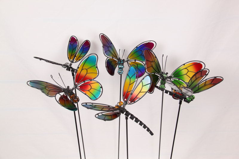 Butterfly Dragonfly Metal Garden Stake