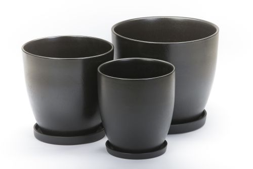 Mega Pot With Saucer Matt Black