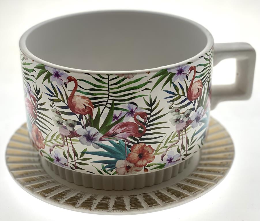 Tea Cup Planter Flamingo