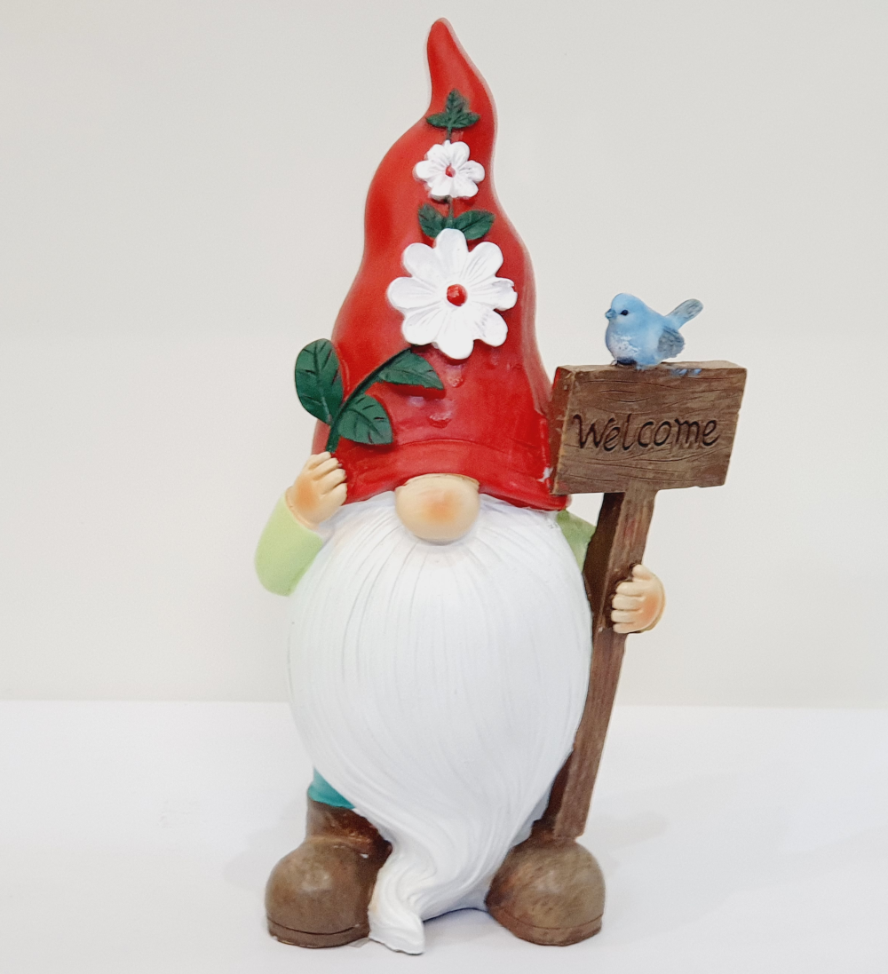 Gnome Floral Welcome Sign