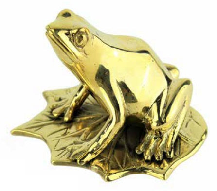 Brass Frog On Leaf
