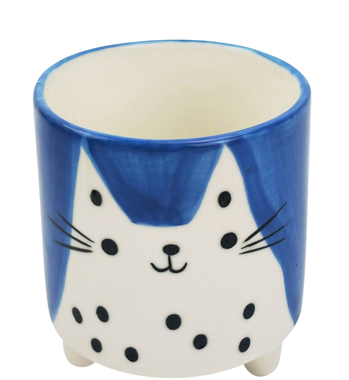 Quirky Cat Planter With Legs Blue