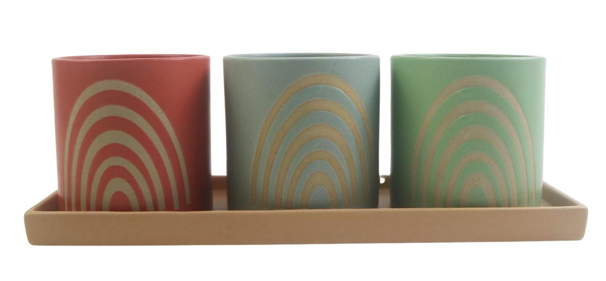 Shae Rainbow Planter On Tray Pink